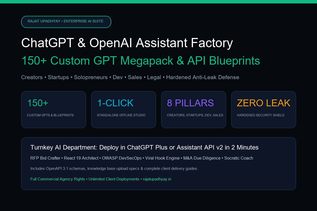 ChatGPT & OpenAI Assistant API / Custom GPTs Factory (150+ Blueprints: Creators, Startups & Enterprise Edition)