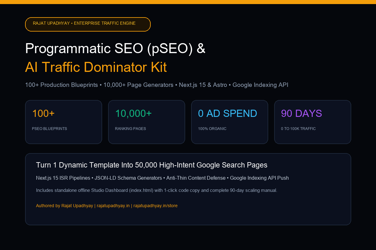 Programmatic SEO (pSEO) & AI Traffic Dominator Kit (100+ Production Blueprints & Next.js 15 Engines)