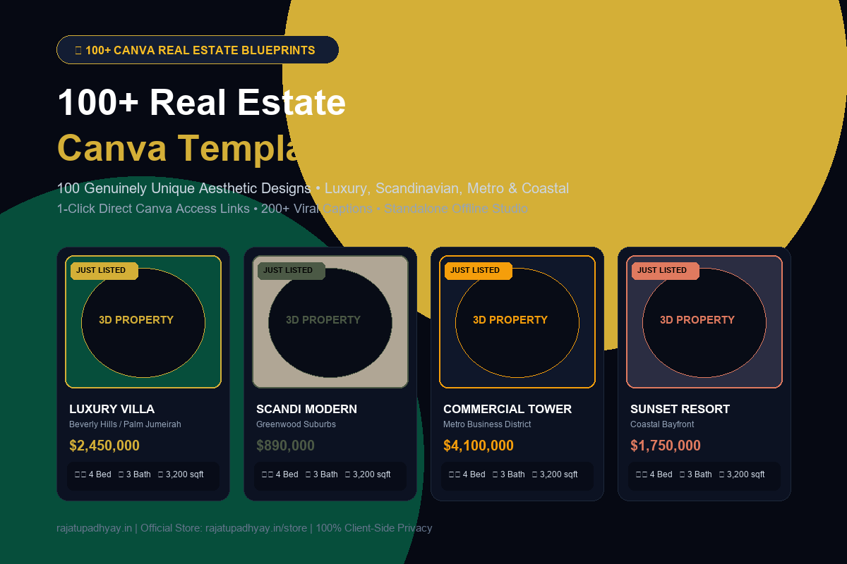 100+ Real Estate Canva Templates & Marketing Vault (5 Aesthetics • Captions & Vector Badges)